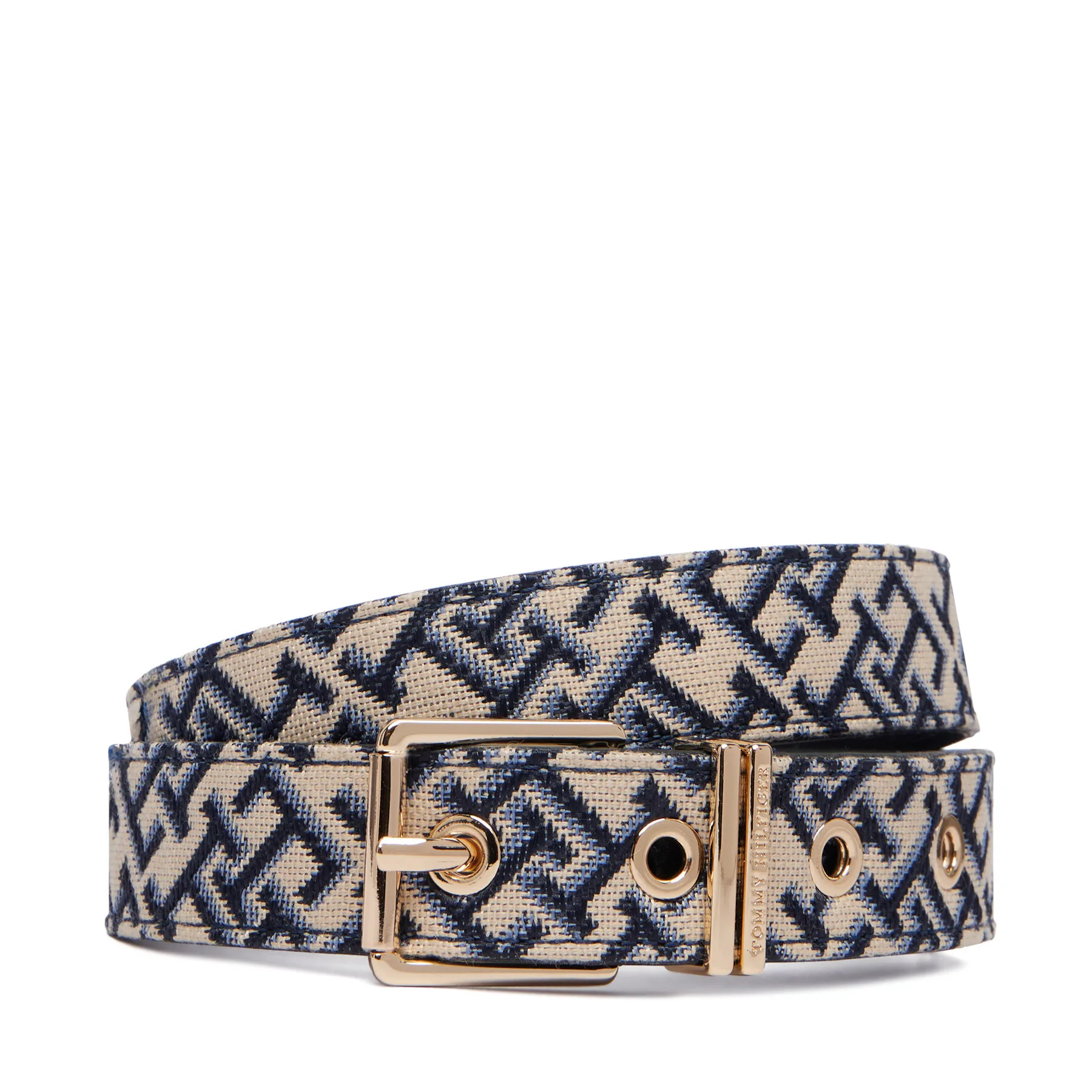 Дамски колан Tommy Hilfiger Th Square 2.5 Jacquard бежов – Дамски колани