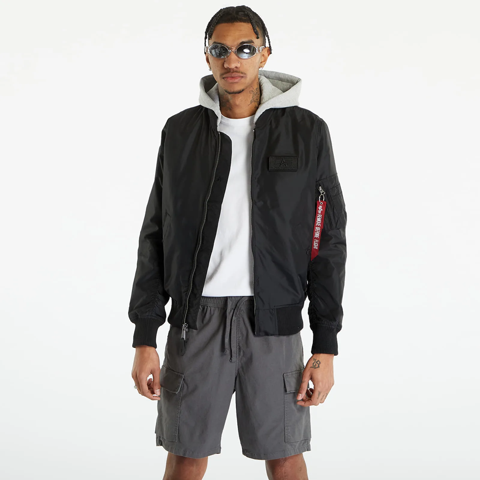 Мъжки суитшърт с качулка Alpha Industries MA-1 TT Hood черен – Black – Мъжки худита
