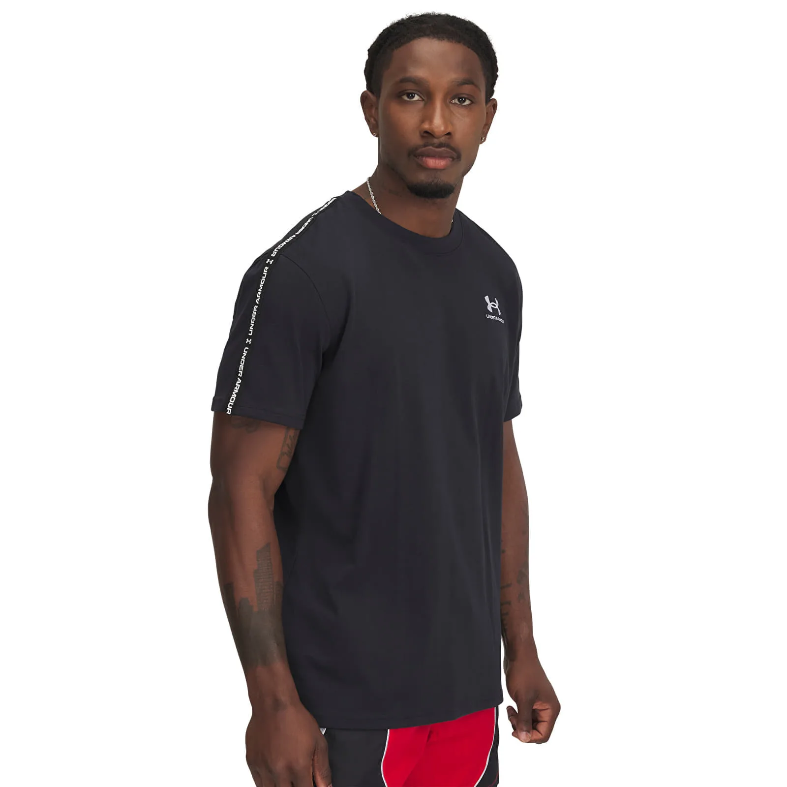 Мъжка тениска Under Armour Icon HWT Taping черна/бяла – Black|White – Мъжки тениски с къс ръкав