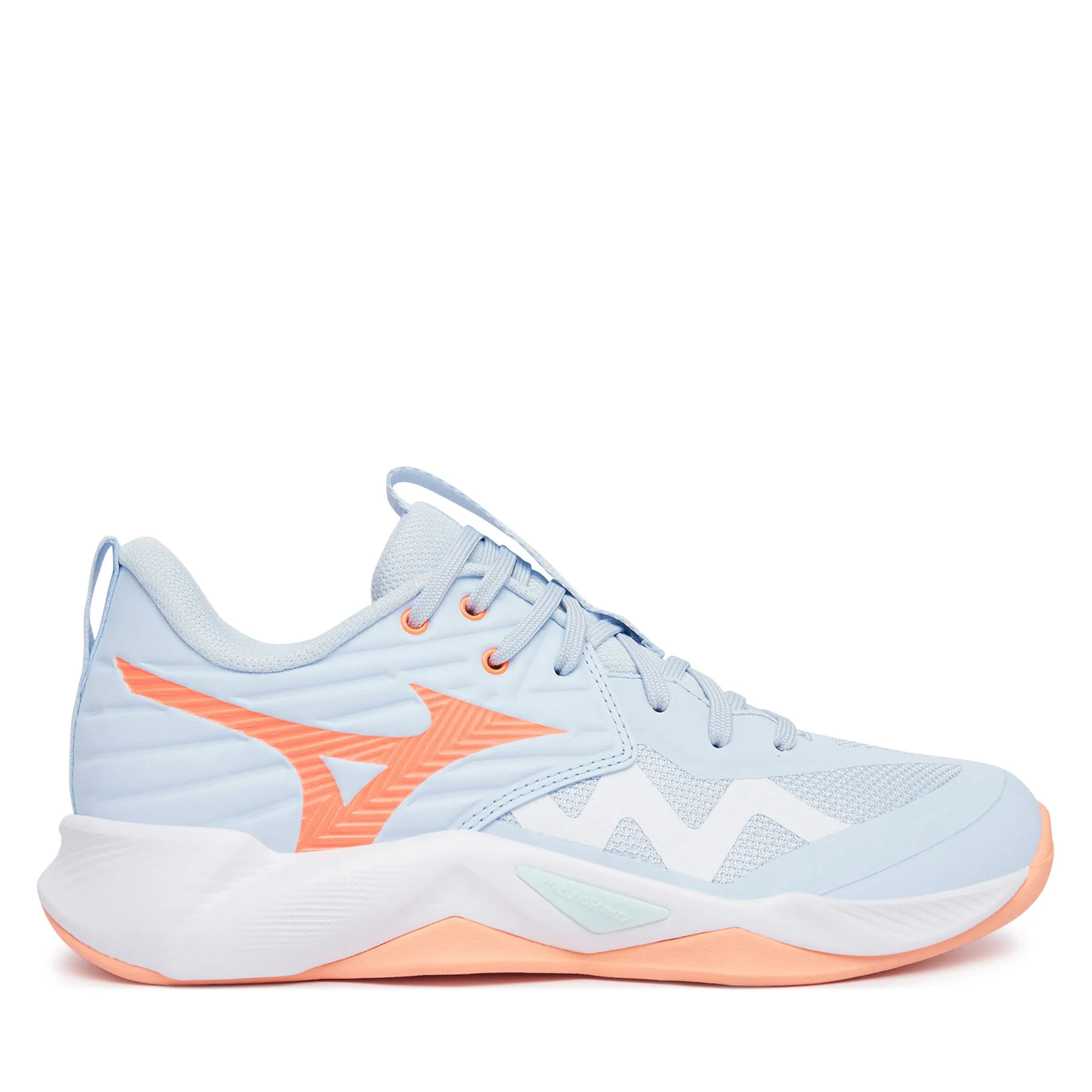 Дамски обувки за зала Mizuno Wave Momentum Pro светлосини – Обувки за спортове на закрито