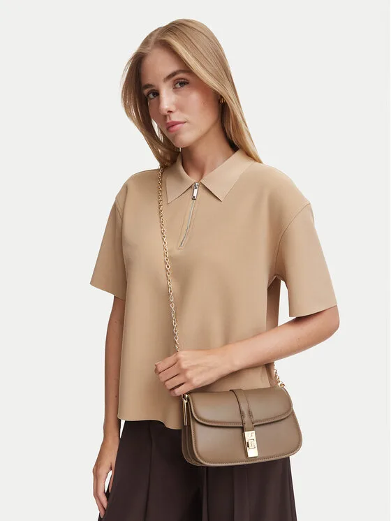 Дамска вечерна чанта Tommy Hilfiger Th Heritage Chain Crossover бежова – Дамски вечерни чанти