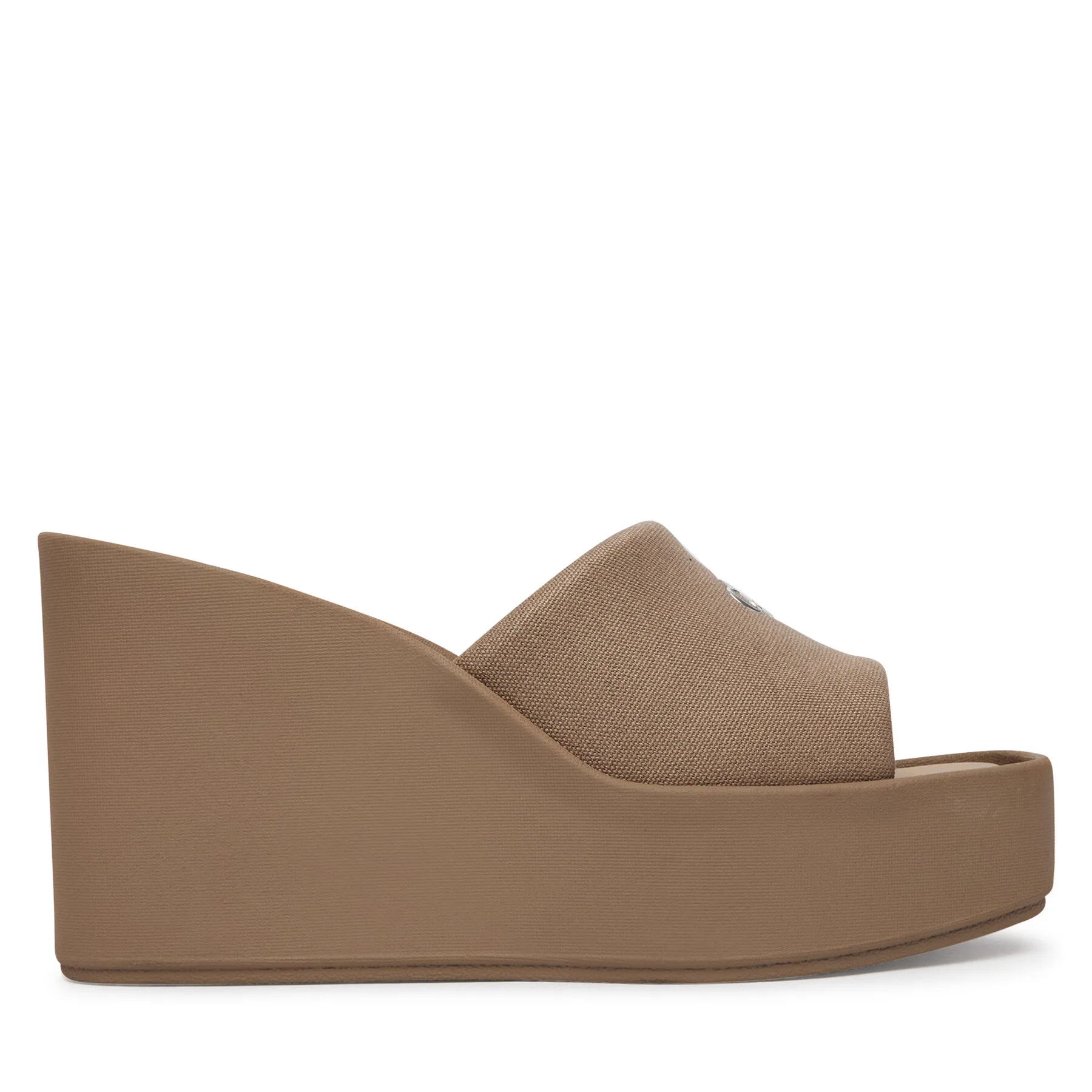 Дамски чехли Calvin Klein Wedge 70 Sndl Canv Mg бежови