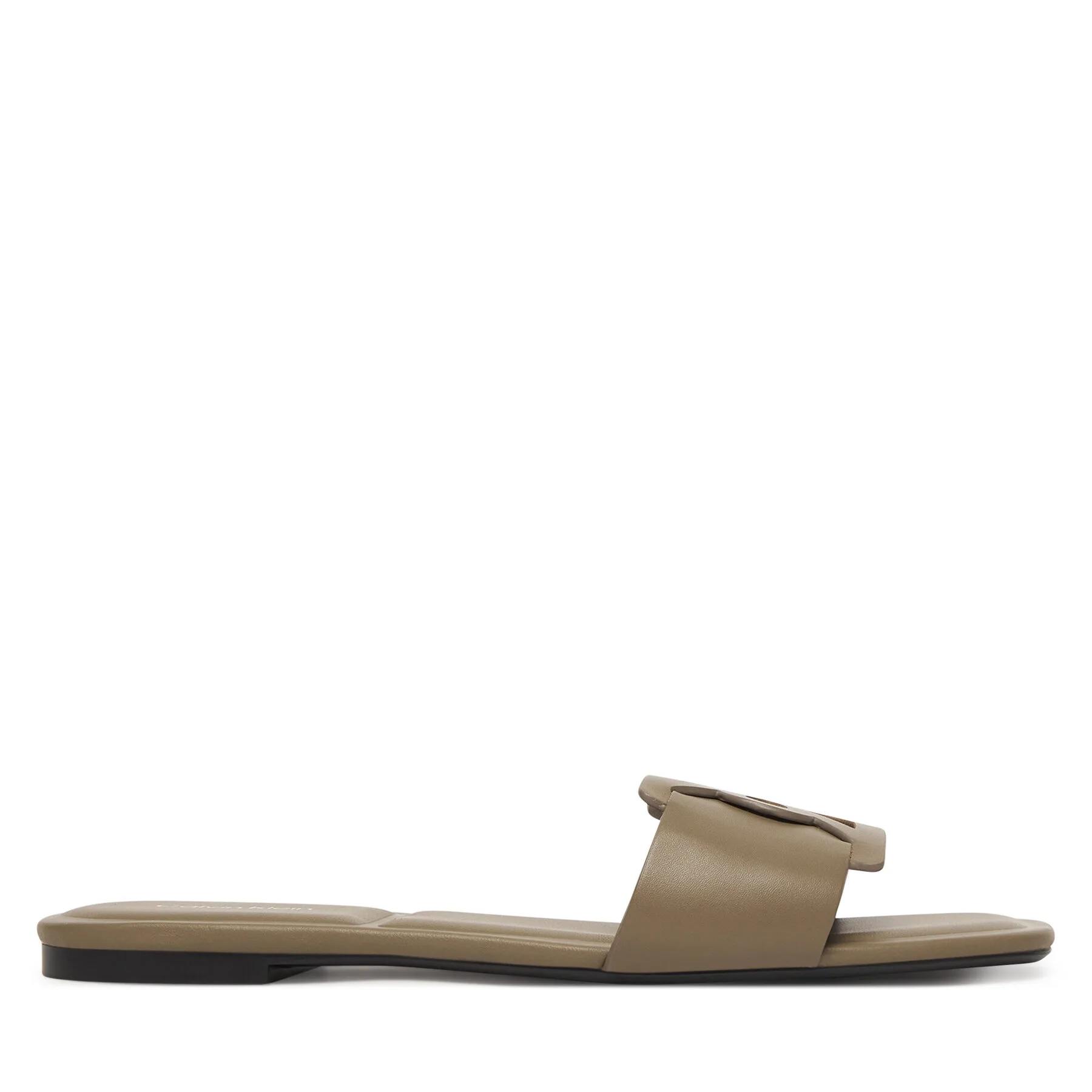 Дамски чехли Calvin Klein Square Flat Sandal Emblem бежови