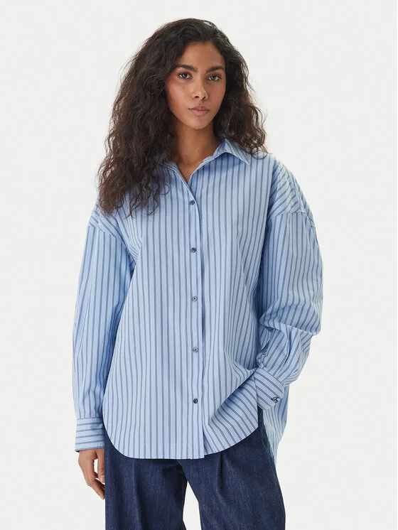BOSS Риза C_Bostatta 50559241 Син Oversize – Дамски ежедневни ризи
