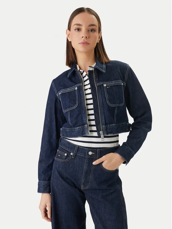 Дамско дънково яке Tommy Jeans DW0DW22384 тъмносиньо – Дамски дънкови якета