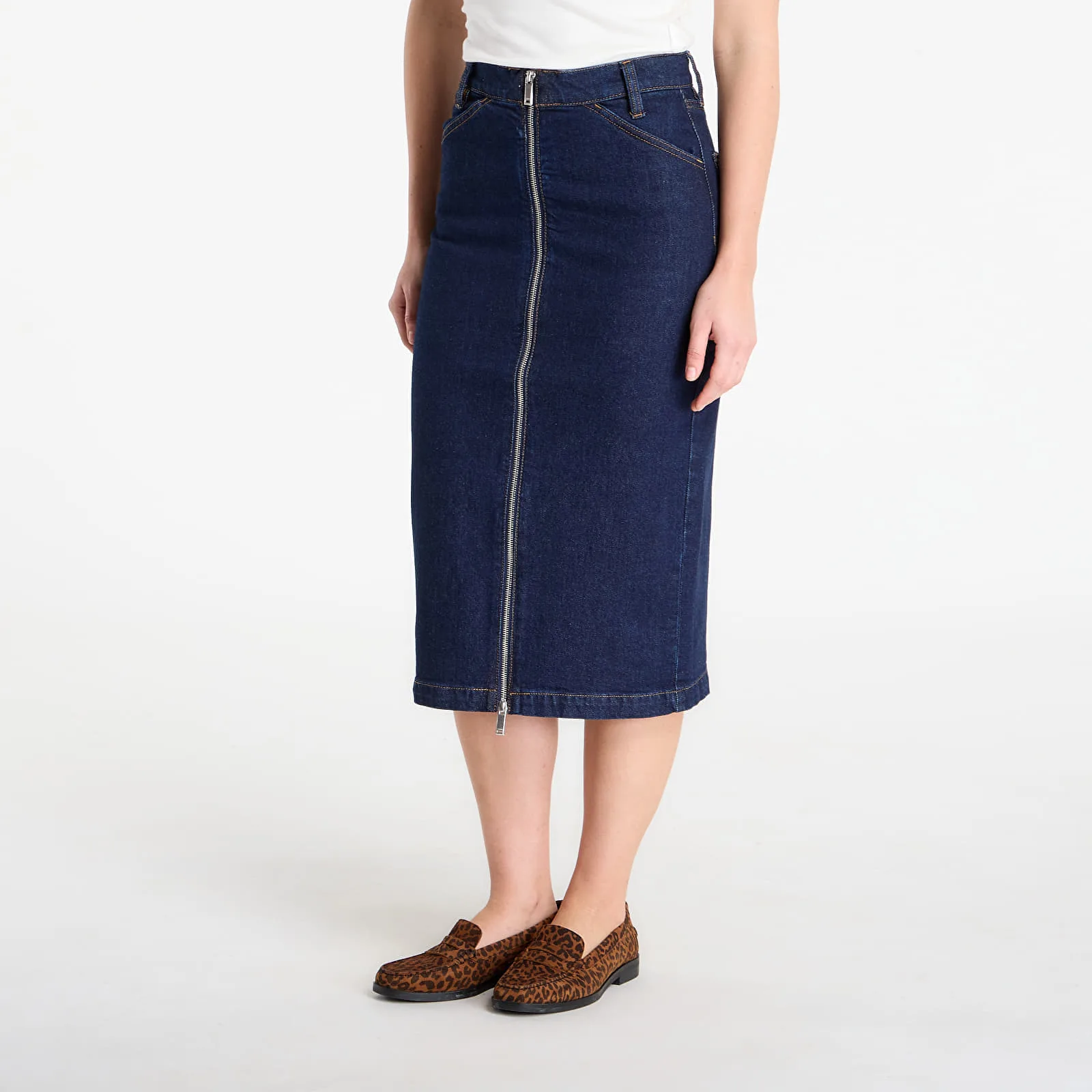 Пола Calvin Klein Jeans Denim Zip Front Skirt Blue 29 – Дамски поли