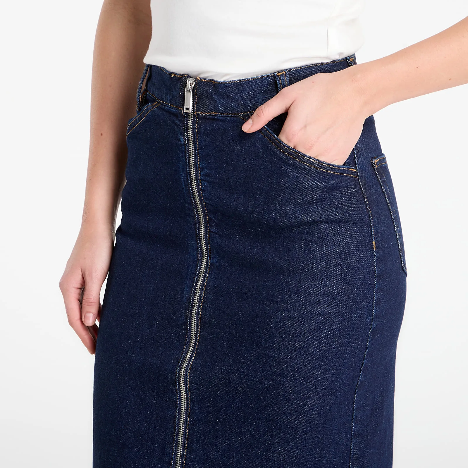 Пола Calvin Klein Jeans Denim Zip Front Skirt Blue 29 – Дамски поли