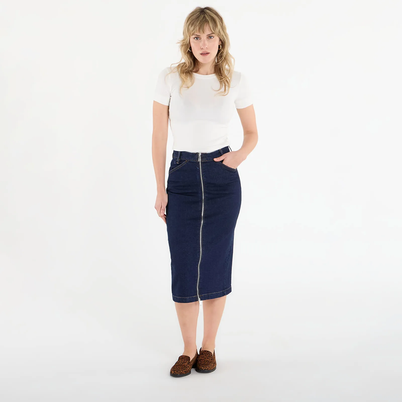 Пола Calvin Klein Jeans Denim Zip Front Skirt Blue 29 – Дамски поли