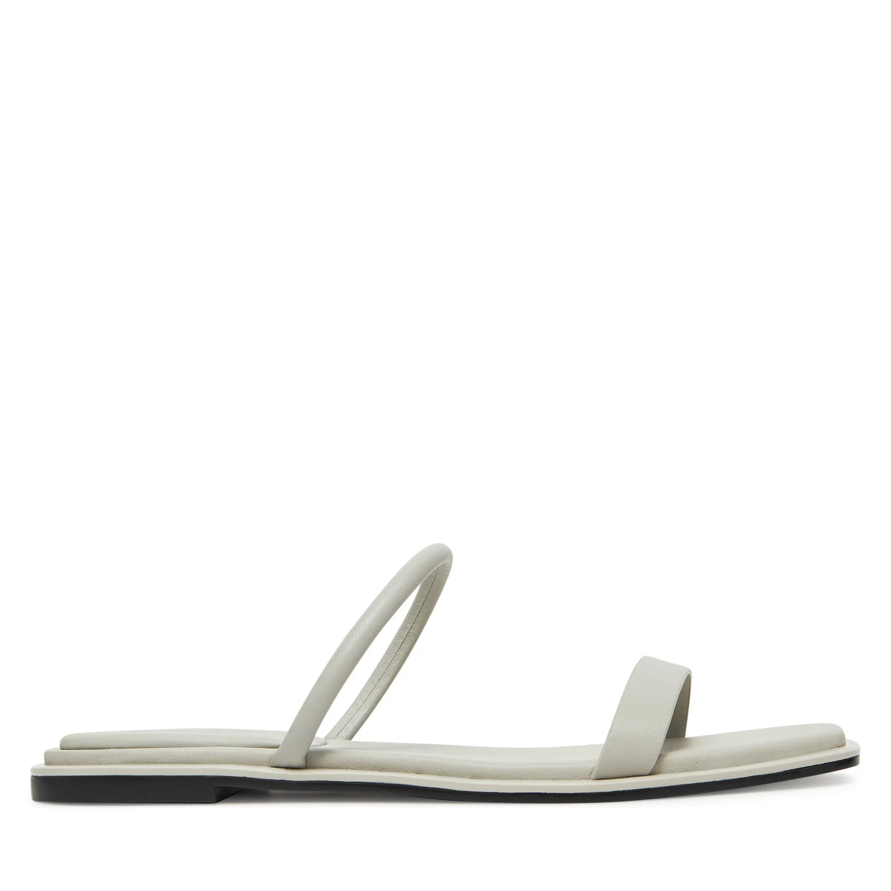Чехли Calvin Klein Flat Sandal Squared 2-Bar Lth HW0HW02532 Екрю – Кремав – Дамски чехли
