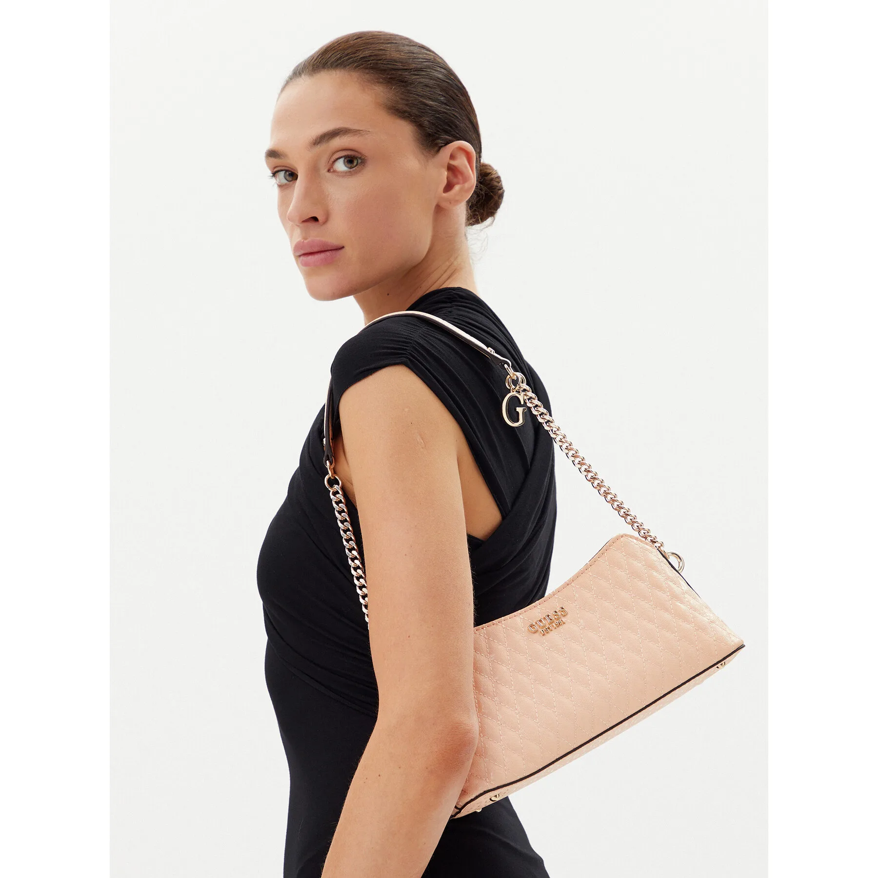 Дамска чанта Guess HWGG9626170 розова – Дамски чанти тип плик