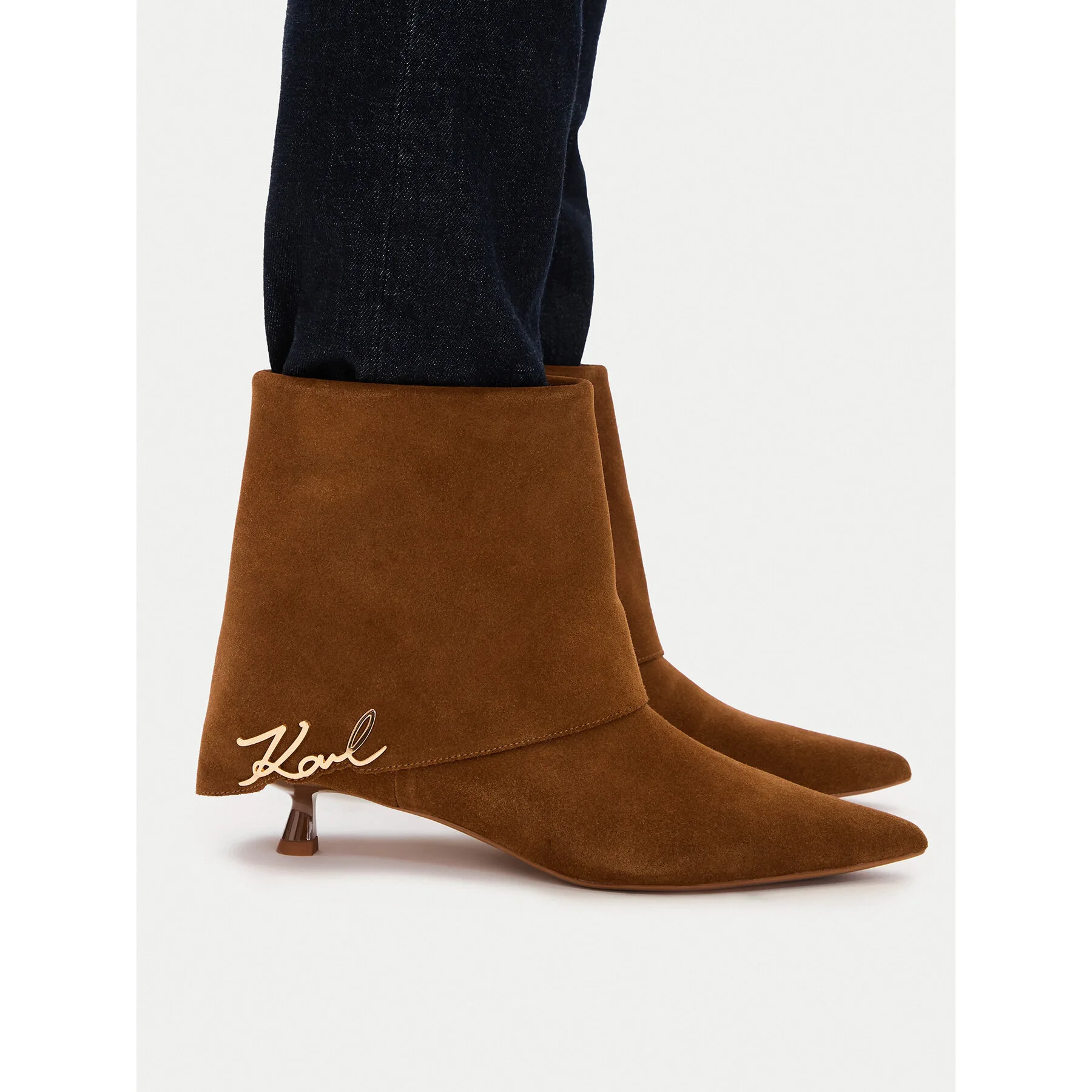 Боти KARL LAGERFELD KL30142 Кафяв – Дамски боти на ток