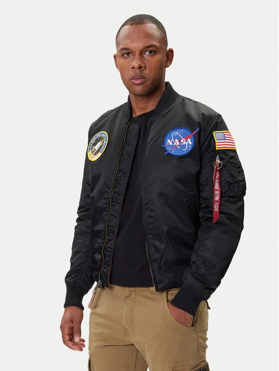 Мъжко яке бомбър Alpha Industries Nasa черно – Черен – Мъжки бомбър якета
