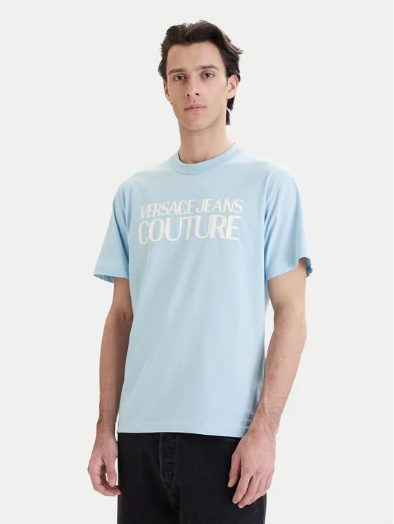 Versace Jeans Couture Тишърт 80GAHT01 CJ00T Син Regular Fit – Мъжки тениски