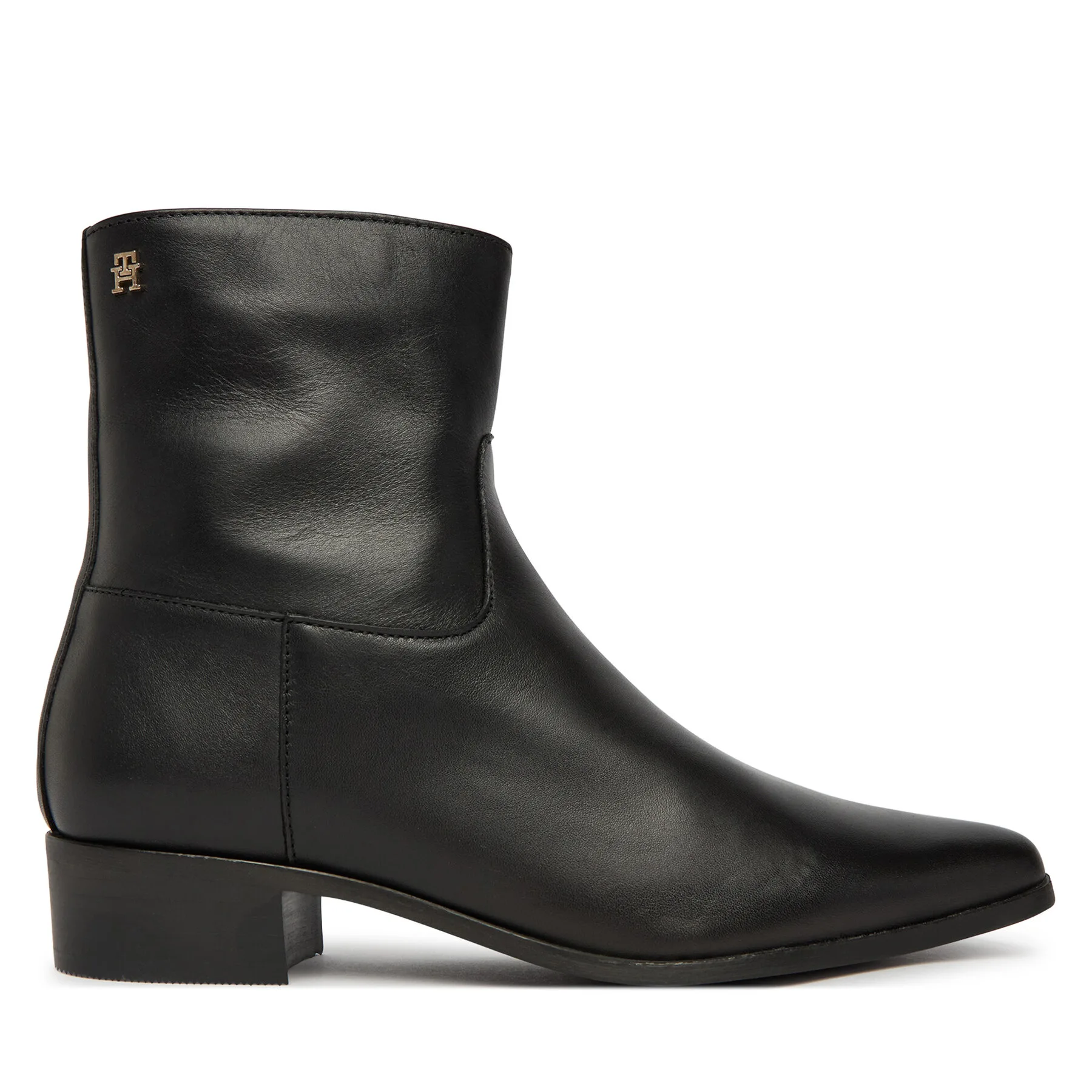 Боти Tommy Hilfiger Leather Ankle Boot W Zip FW0FW09921 Черен – Дамски равни боти