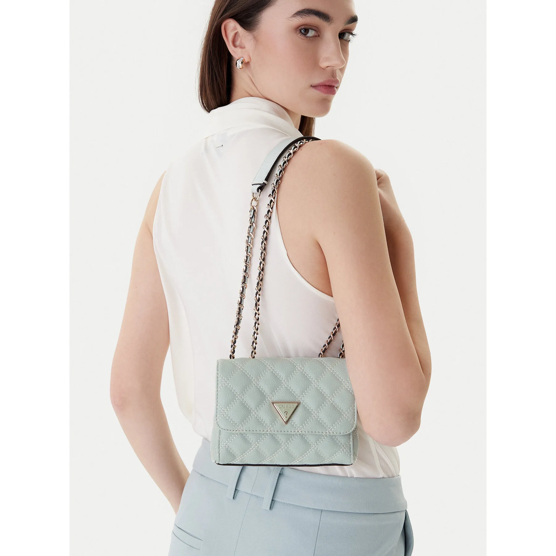 Дамска чанта Guess Giully II Mini HWQG96 73740 Зелен – Чанти