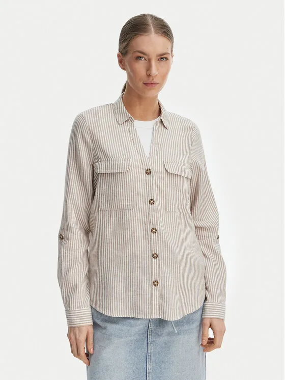 Vero Moda Риза Linn 10308407 Бял Regular Fit – Бежов – Дамски ежедневни ризи