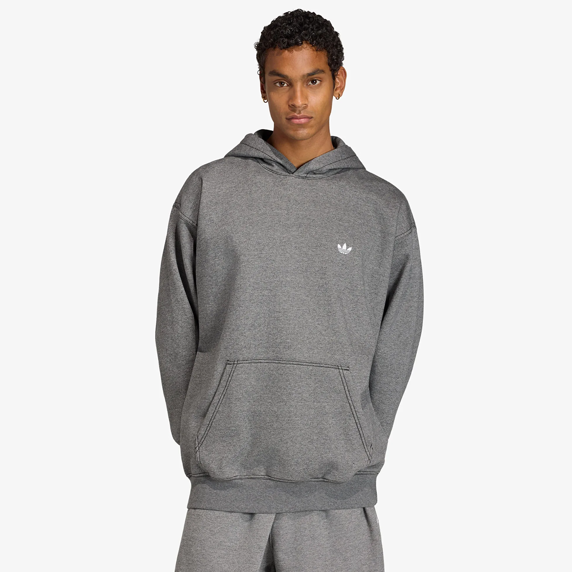 Мъжки суитшърт adidas Originals Ess Loose Hd сив – Grey Four Mel – Мъжки суитшърти без цип