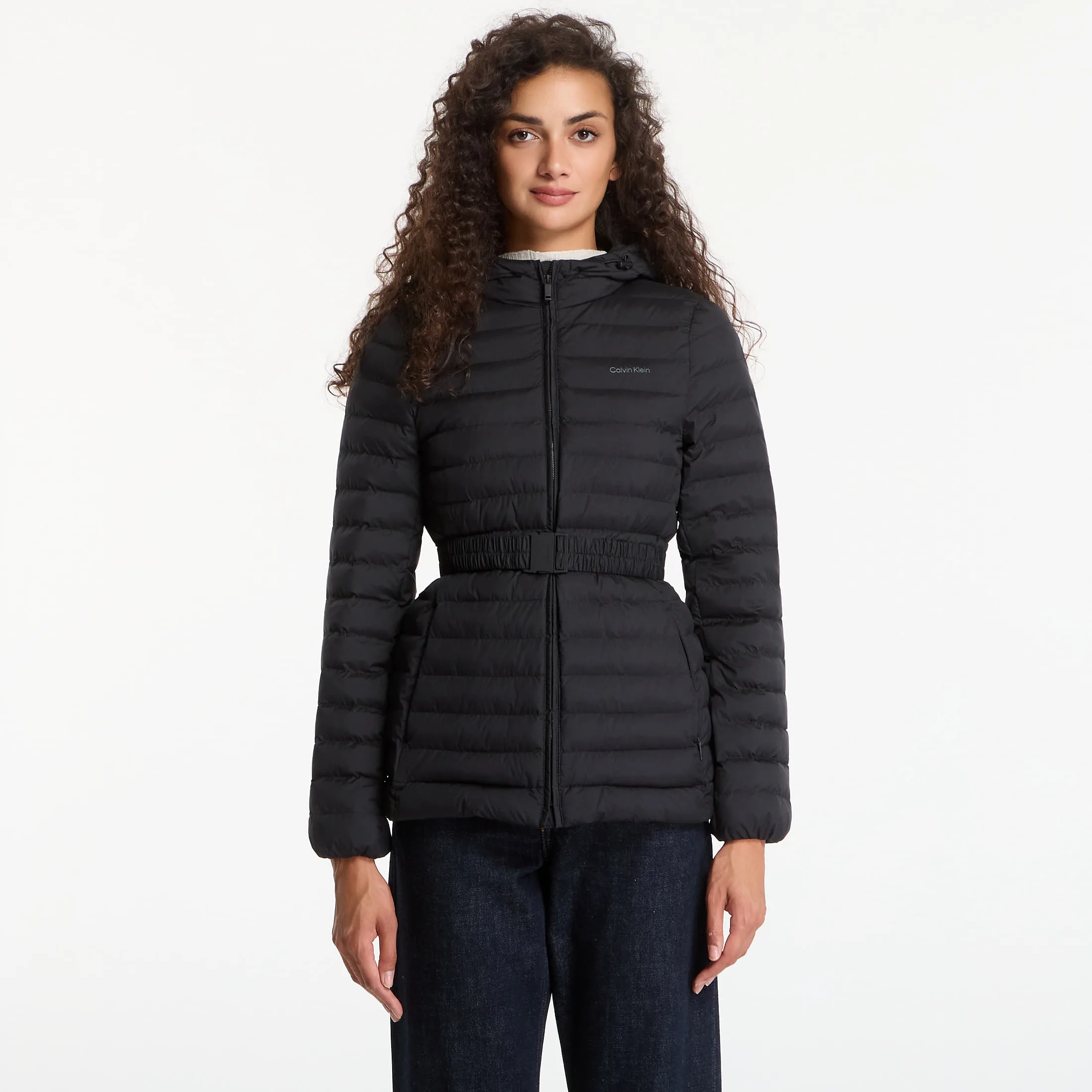 Дамско зимно яке Calvin Klein Ulw Belted черно – Black – Дамски зимни якета