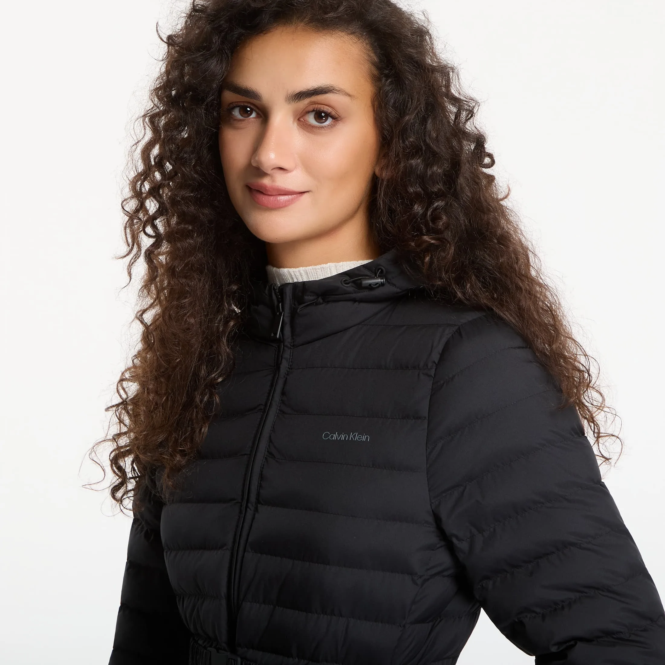 Дамско зимно яке Calvin Klein Ulw Belted черно – Black – Дамски зимни якета