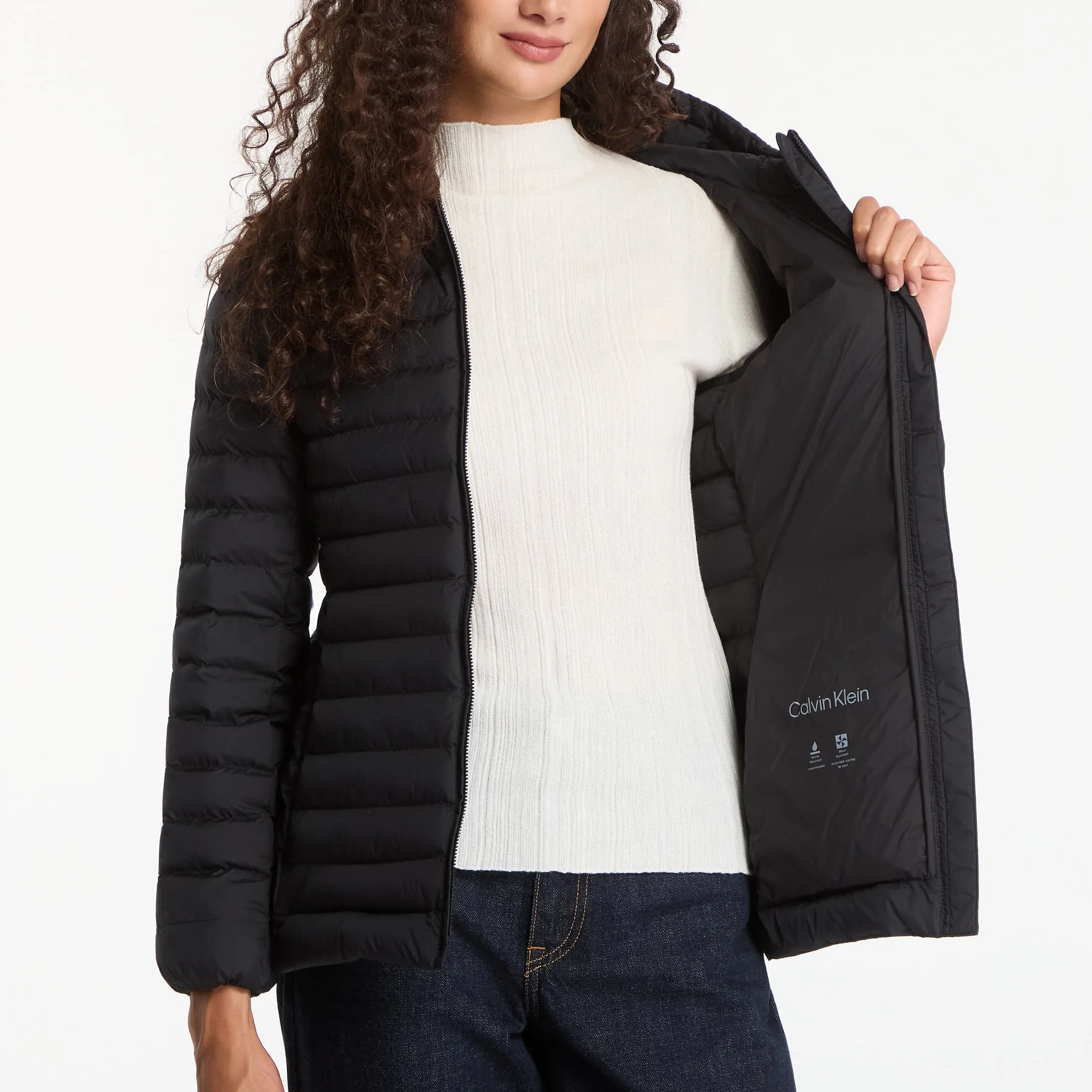 Дамско зимно яке Calvin Klein Ulw Belted черно – Black – Дамски зимни якета