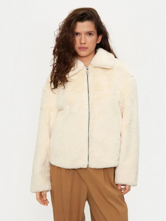 United Colors Of Benetton Кожено палто 2FBDDN06V Екрю Regular Fit – Кремав – Дамски кожуси