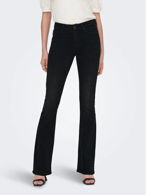 ONLY Дънки 15286686 Черен Flared Fit – Дамски wide leg дънки
