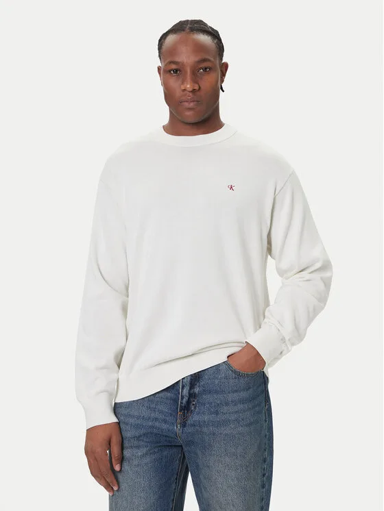 Calvin Klein Jeans Пуловер LV04RC309G Екрю Regular Fit – Кремав – Мъжки пуловери и жилетки