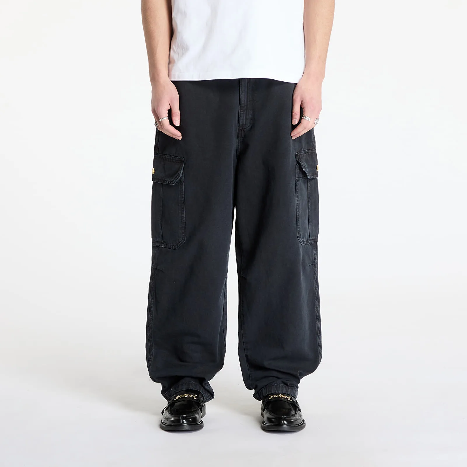 Мъжки панталон Carhartt WIP Stanton черен – Black Stone Dyed – Мъжки текстилни панталони