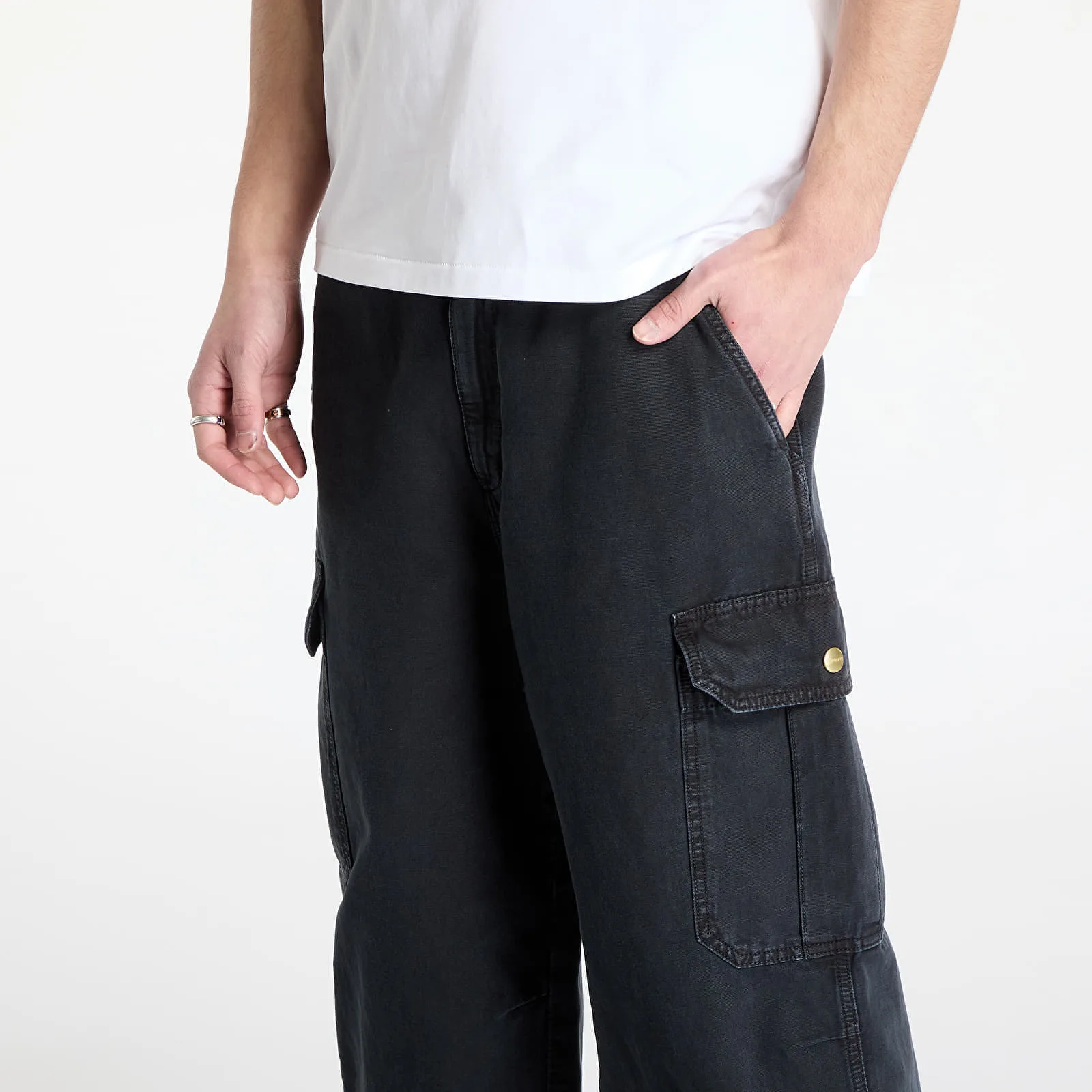 Мъжки панталон Carhartt WIP Stanton черен – Black Stone Dyed – Мъжки текстилни панталони