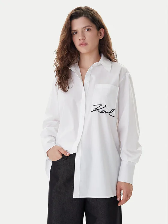 KARL LAGERFELD Риза B1W11013 Бял Relaxed Fit – Дамски ежедневни ризи