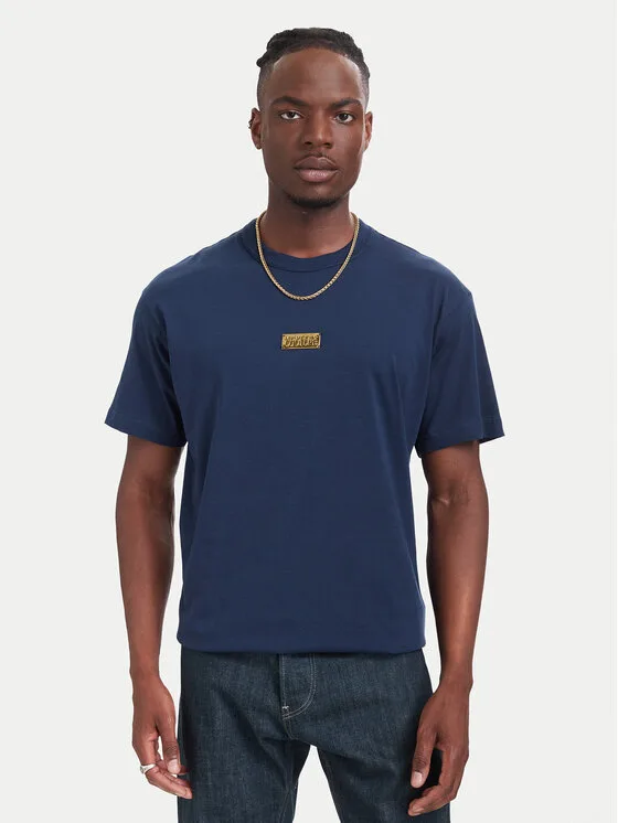 Versace Jeans Couture Тишърт 80GAHT05 CJ00T Тъмносин Regular Fit – Мъжки тениски