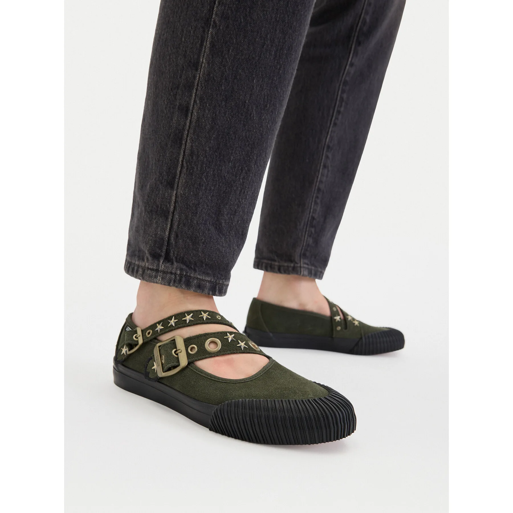 Обувки Vans Mary Jane Straps VN000D9AOLV1 Зелен – Дамски равни затворени обувки