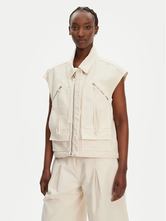 PINKO Елек Gerard Gilet 105237 A2M8 Екрю Regular Fit – Кремав – Дамски елеци