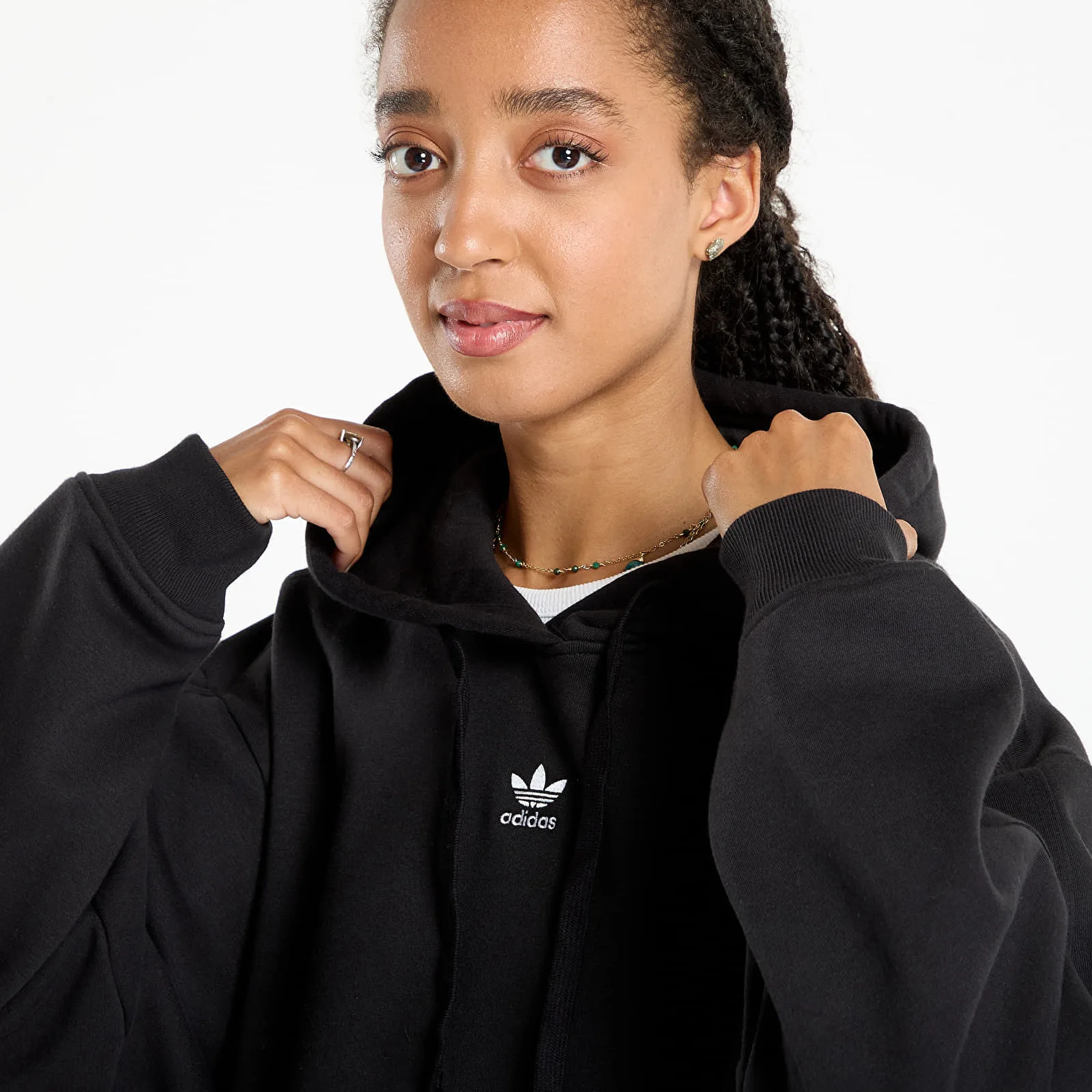 Суитшърт adidas Essentials Oversized Fleece Hoodie Black S – Дамски худита