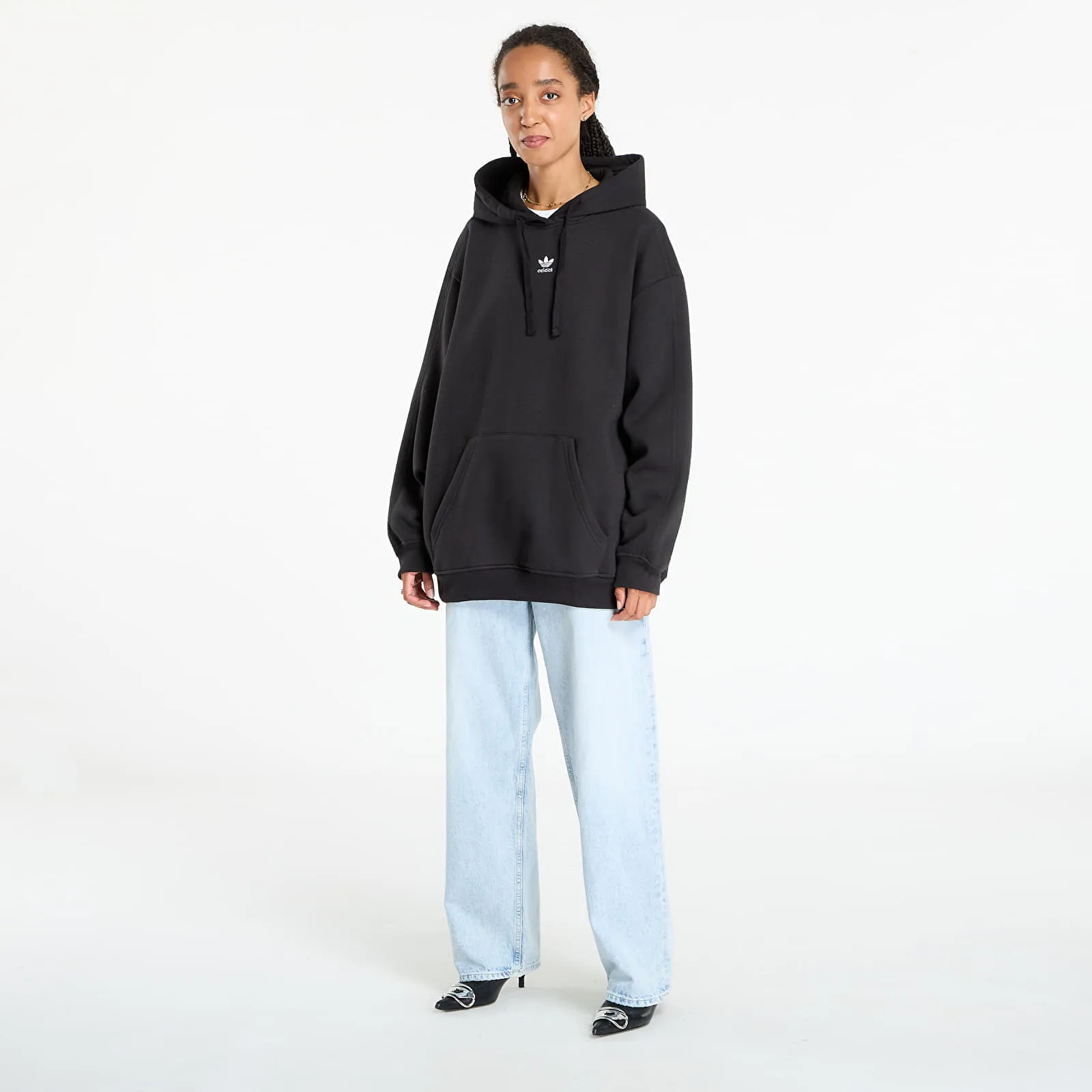 Суитшърт adidas Essentials Oversized Fleece Hoodie Black S – Дамски худита