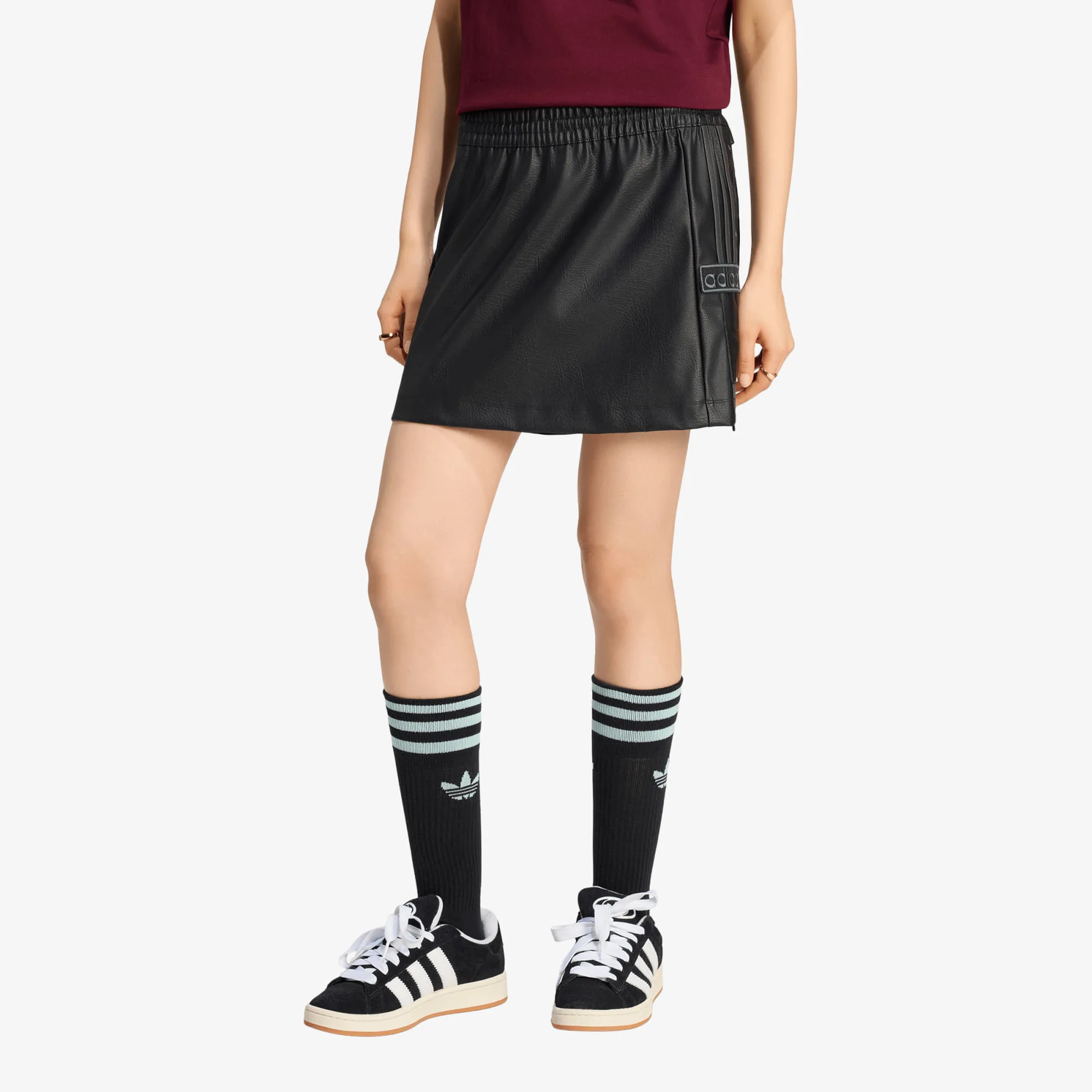 Дамска пола adidas Originals Pleather Adibreak черна – Black|Utility Black – Дамски миди поли