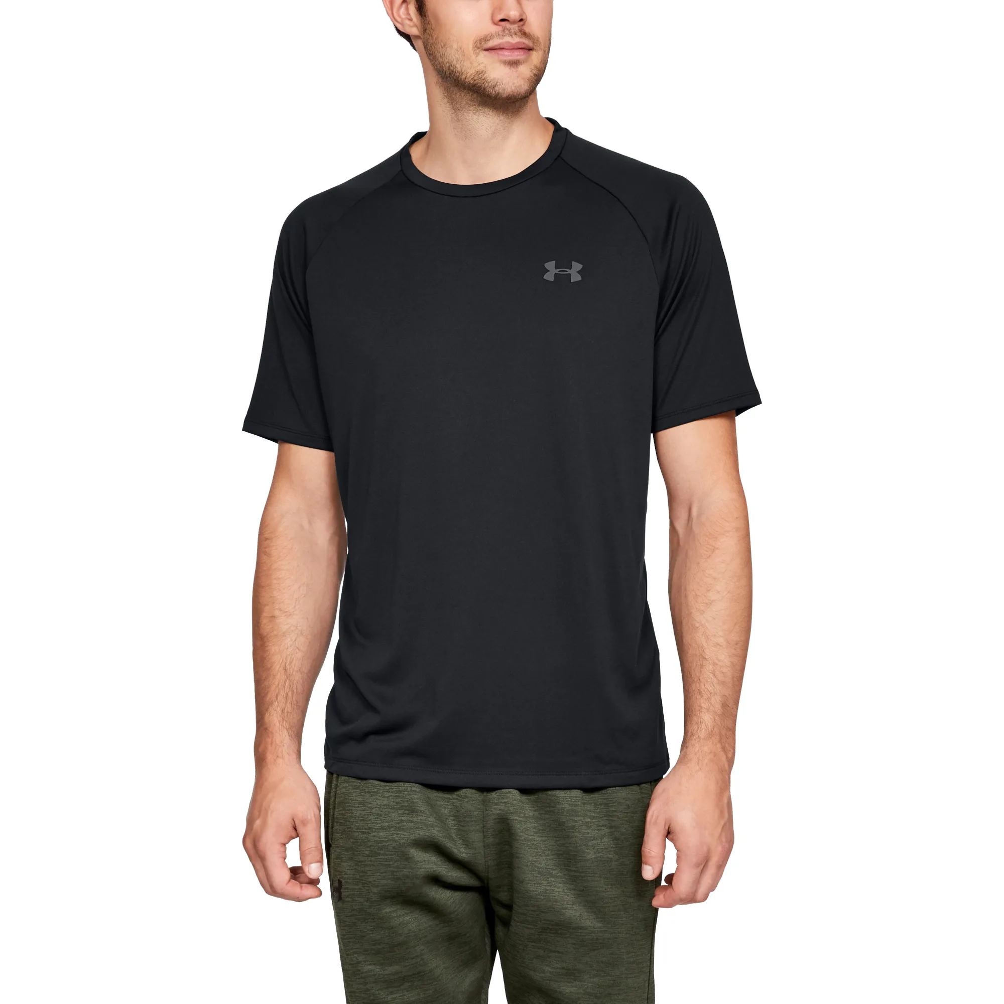 Мъжка тениска Under Armour Tech 2.0 черна/тъмносива – Black|Graphite – Мъжки тениски с къс ръкав