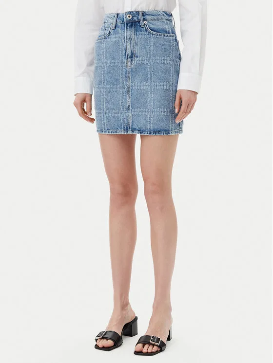 Дамска дънкова пола Karl Lagerfeld Jeans A2W12013 синя – Дамски дънкови поли