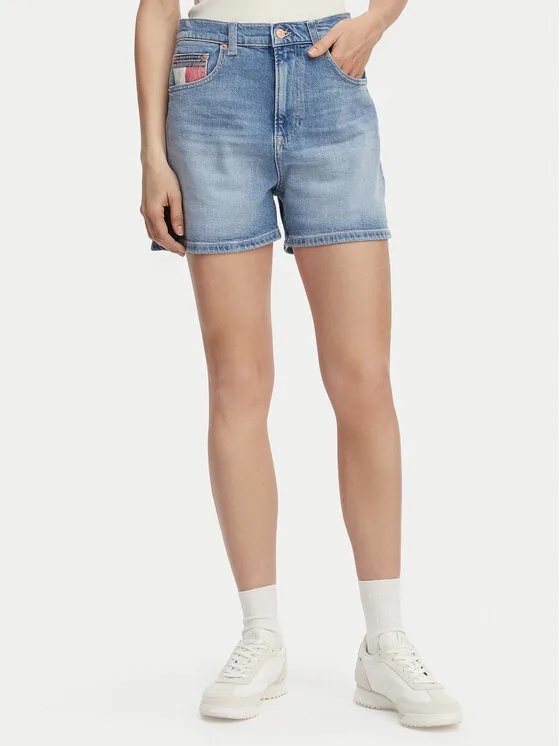 Дамски дънкови шорти Tommy Jeans Colour-Blocked Coin светлосини