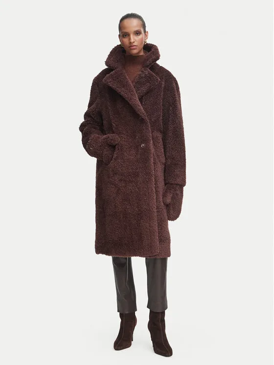 Rinascimento Изкуствен кожух CFC0127146003 Тъмнокафяв Oversize – Дамски кожуси