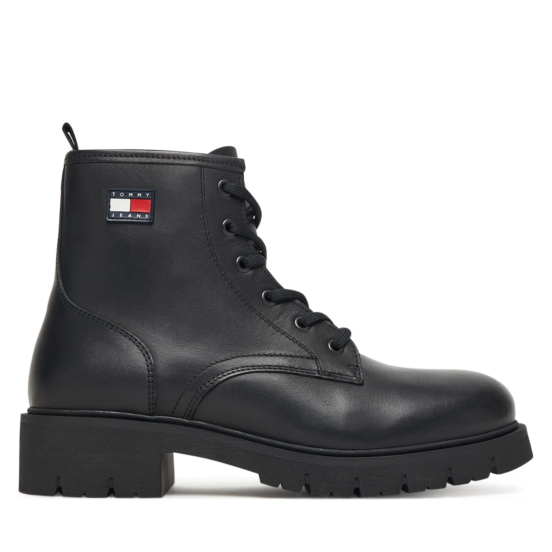 Дамски трапери Tommy Jeans o Tjw Lace Up Leather Boot черни – Черен – Дамски трапери и кубинки