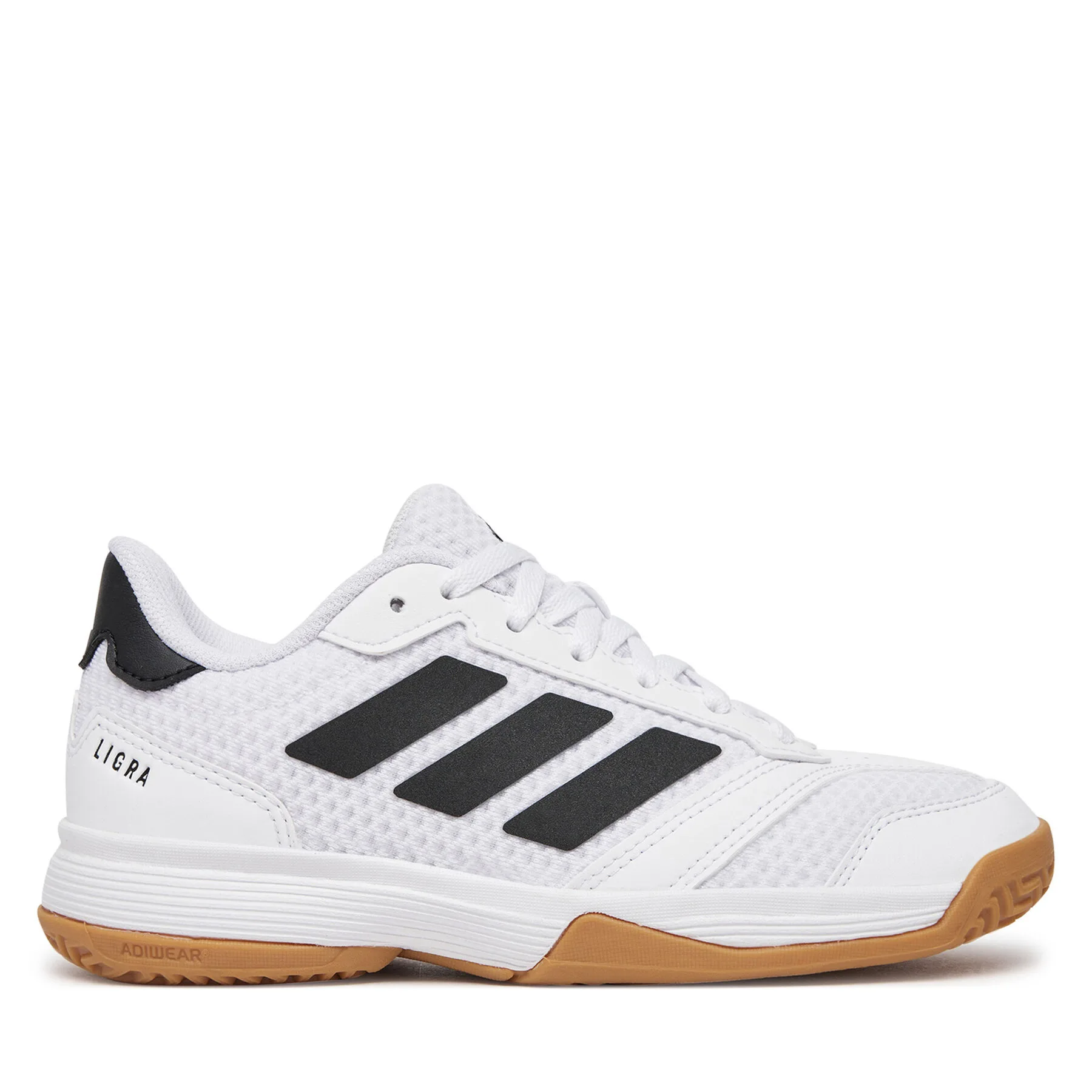 Детски обувки за зала adidas Ligra 8 Indoor бели – Бял – Обувки за спортове на закрито