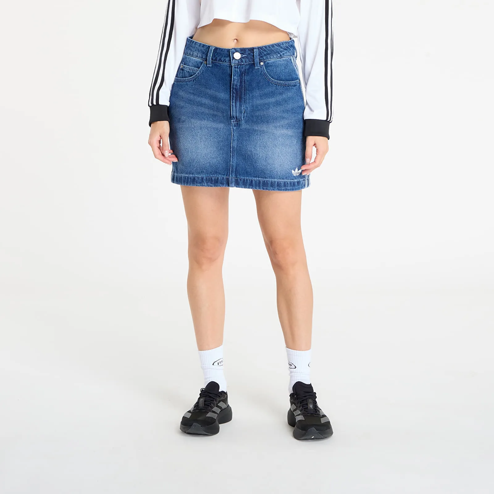 Пола adidas 3-Stripes Denim Mini Skirt Indigo Denim 36 – Дамски поли