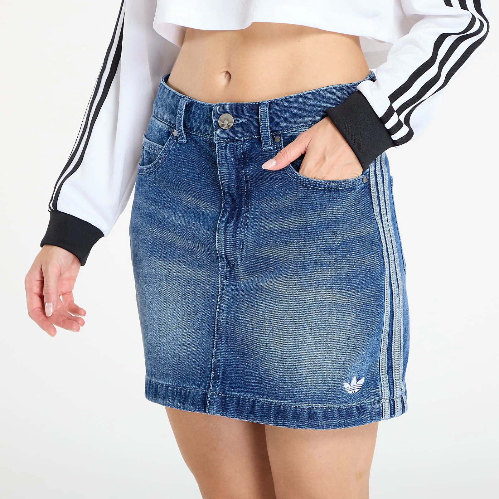 Пола adidas 3-Stripes Denim Mini Skirt Indigo Denim 36 – Дамски поли