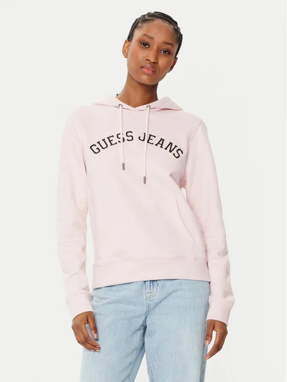 Дамски суитшърт Guess Jeans бежов – Дамски суитшърти без цип