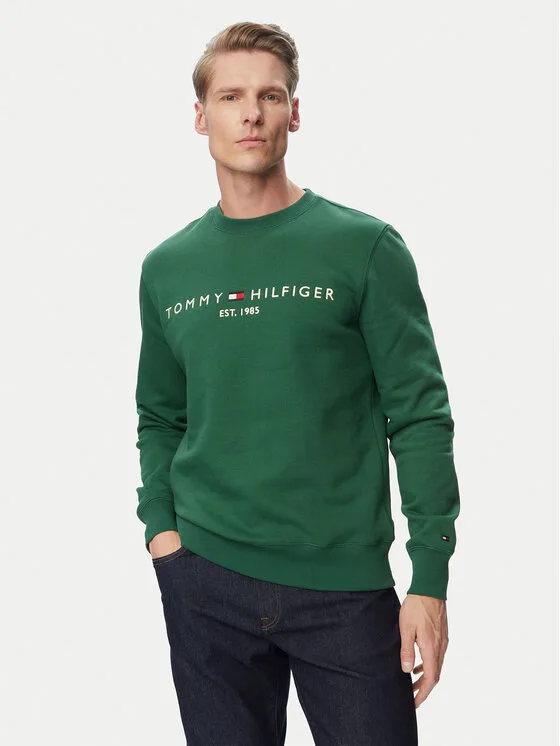 Мъжки суитшърт Tommy Hilfiger Logo MW0MW11596 тъмнозелен – Мъжки суитшърти без цип