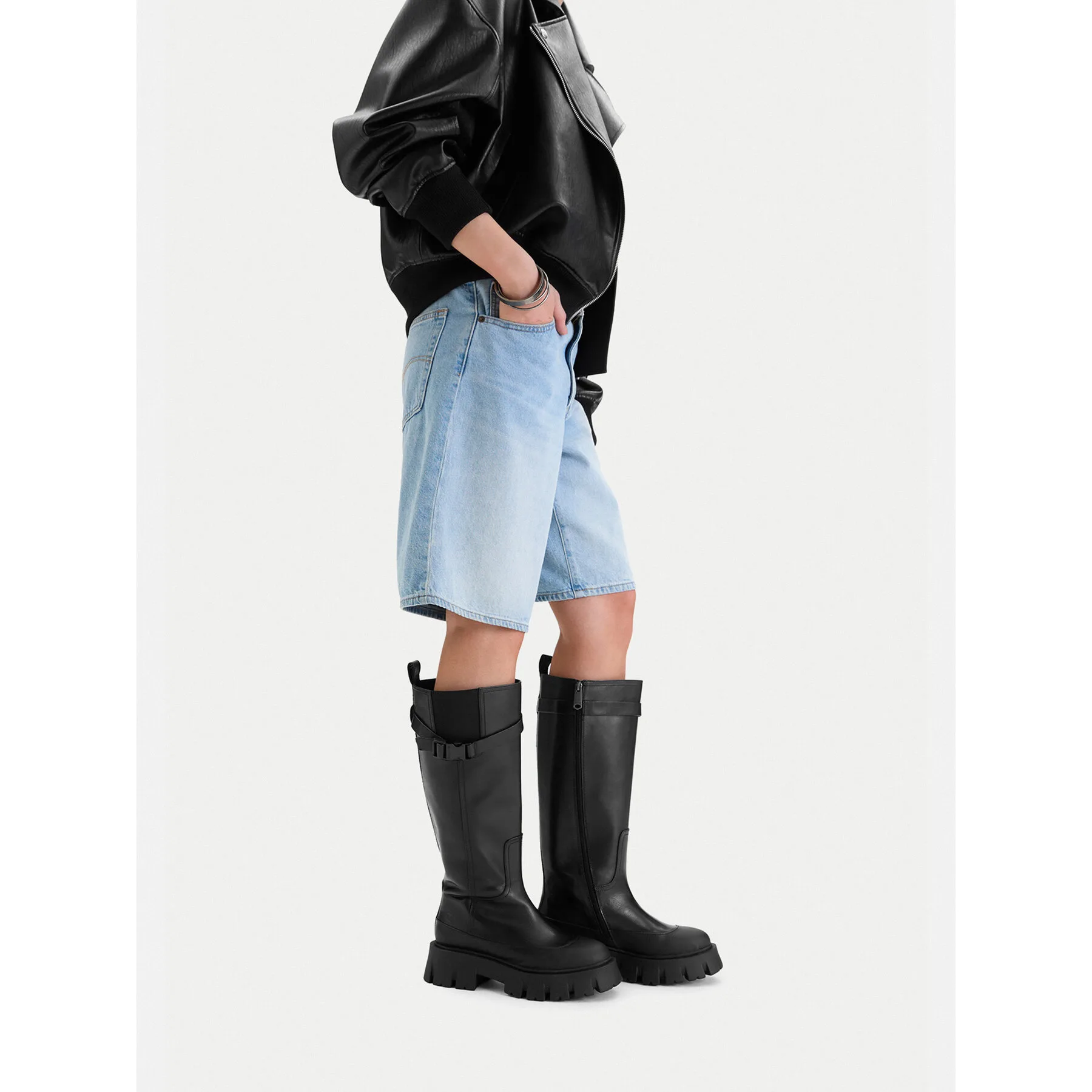 Дамски ботуши G-STAR Raw GLCIEN-7001 черни – Черен – Дамски равни ботуши