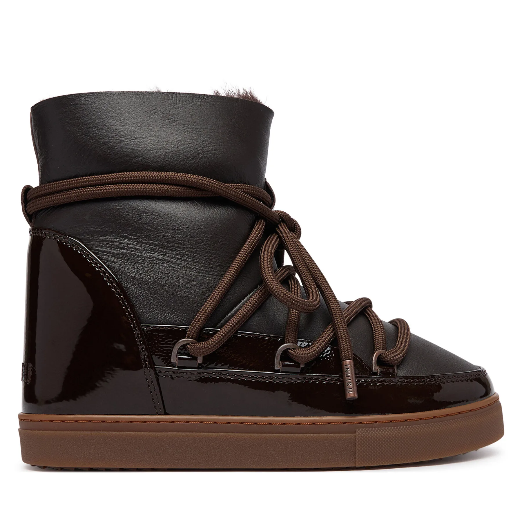 Дамски апрески Inuikii Gloss Wedge кафяви