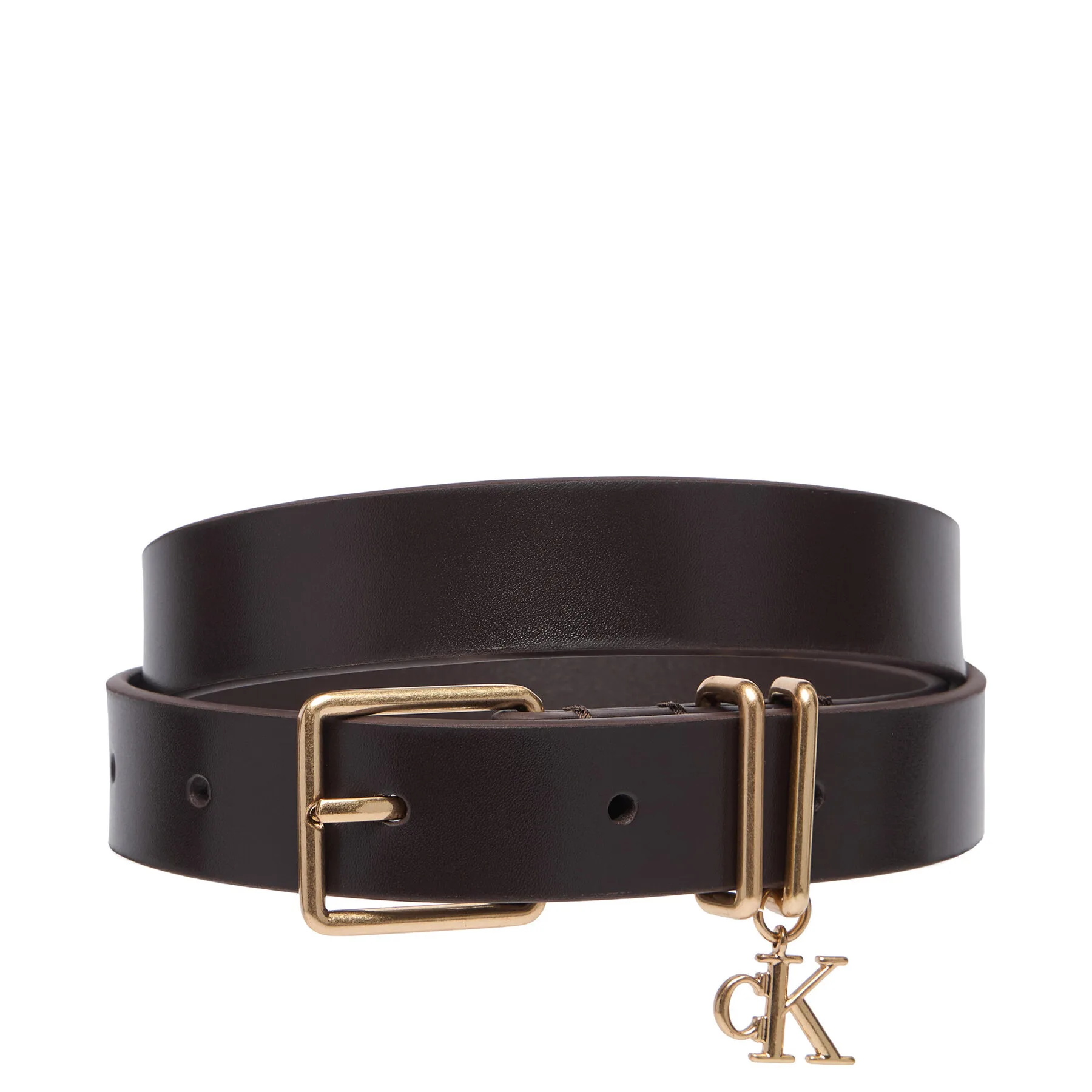 Колан Calvin Klein Monogram Charm Keeper Belt 25Mm LV04F7086G Тъмнокафяв – Дамски колани