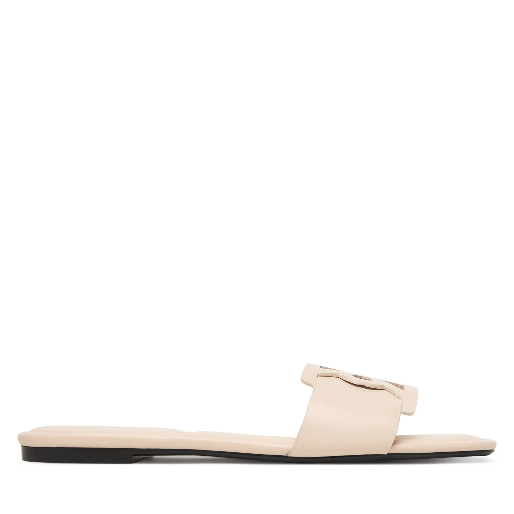 Дамски чехли Calvin Klein Square Flat Sandal Emblem кремави